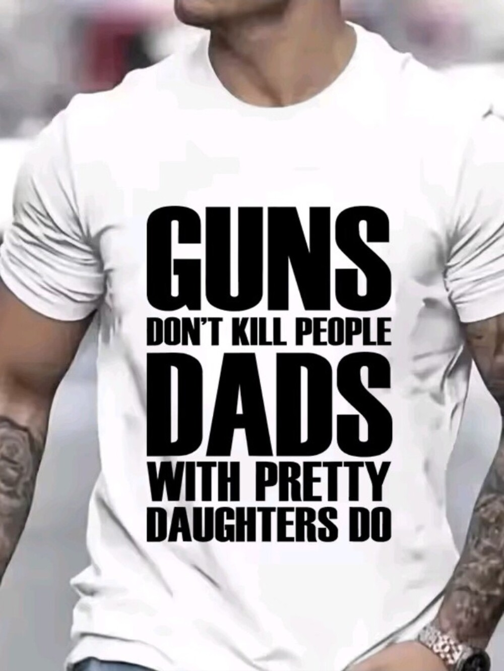 Hand Crafted White Tee with Bold Black Dad Graphic By Pepepizzazz